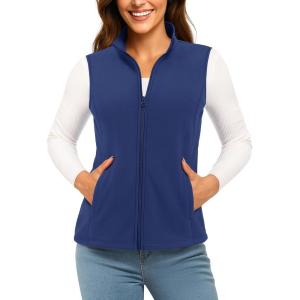 imageTACVASEN Womens Fleece Vest Lightweight Warm Vests Outerwear Sleeveless Zip Jacket Fall Winter Soft Vest with PocketsRoyalblue