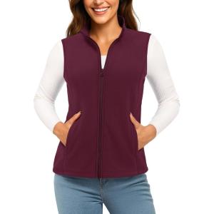 imageTACVASEN Womens Fleece Vest Lightweight Warm Vests Outerwear Sleeveless Zip Jacket Fall Winter Soft Vest with PocketsWinered