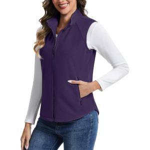 imageTACVASEN Womens Fleece Vest Outerwear Lightweight Sleeveless Zip up Jacket with Pockets Warm Polar Soft Fall WinterDeep Purple