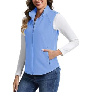 imageTACVASEN Womens Fleece Vest Outerwear Lightweight Sleeveless Zip up Jacket with Pockets Warm Polar Soft Fall WinterLight Blue