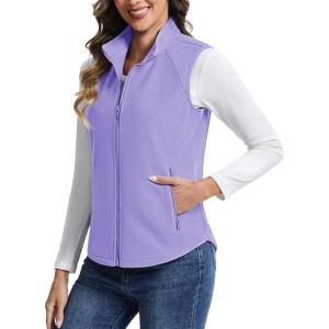 imageTACVASEN Womens Fleece Vest Outerwear Lightweight Sleeveless Zip up Jacket with Pockets Warm Polar Soft Fall WinterLt Purple