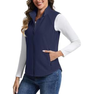 imageTACVASEN Womens Fleece Vest Outerwear Lightweight Sleeveless Zip up Jacket with Pockets Warm Polar Soft Fall WinterNavy