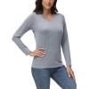 imageTACVASEN Long Sleeve Shirts Women UPF 50 Golf Sun Shirts Exercise SPF Shirt Performance Rash Guard Outdoor Hiking ShirtsLight Grey
