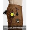imageTACVASEN Mens Cargo Work Pants Hiking Tactical Waterproof Ripstop Breathable Stretch Pants with 8 PocketsNo BeltBrown