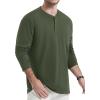 imageTACVASEN Mens Cotton Henley Shirts Long Slevee 3Button with Pocket Moisture Wicking Casual ShirtsArmy Green