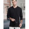 imageTACVASEN Mens Cotton Henley Shirts Long Slevee 3Button with Pocket Moisture Wicking Casual ShirtsBlack