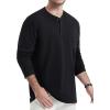 imageTACVASEN Mens Cotton Henley Shirts Long Slevee 3Button with Pocket Moisture Wicking Casual ShirtsBlack