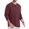 imageTACVASEN Mens Cotton Henley Shirts Long Slevee 3Button with Pocket Moisture Wicking Casual ShirtsBurgundy