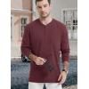 imageTACVASEN Mens Cotton Henley Shirts Long Slevee 3Button with Pocket Moisture Wicking Casual ShirtsBurgundy