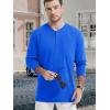 imageTACVASEN Mens Cotton Henley Shirts Long Slevee 3Button with Pocket Moisture Wicking Casual ShirtsColor Blue