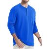 imageTACVASEN Mens Cotton Henley Shirts Long Slevee 3Button with Pocket Moisture Wicking Casual ShirtsColor Blue