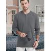 imageTACVASEN Mens Cotton Henley Shirts Long Slevee 3Button with Pocket Moisture Wicking Casual ShirtsDark Gray