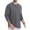 imageTACVASEN Mens Cotton Henley Shirts Long Slevee 3Button with Pocket Moisture Wicking Casual ShirtsDark Gray