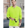 imageTACVASEN Mens Cotton Henley Shirts Long Slevee 3Button with Pocket Moisture Wicking Casual ShirtsFluorescent Green