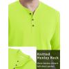 imageTACVASEN Mens Cotton Henley Shirts Long Slevee 3Button with Pocket Moisture Wicking Casual ShirtsFluorescent Green