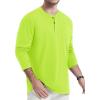 imageTACVASEN Mens Cotton Henley Shirts Long Slevee 3Button with Pocket Moisture Wicking Casual ShirtsFluorescent Green