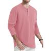 imageTACVASEN Mens Cotton Henley Shirts Long Slevee 3Button with Pocket Moisture Wicking Casual ShirtsGray Pink