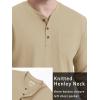 imageTACVASEN Mens Cotton Henley Shirts Long Slevee 3Button with Pocket Moisture Wicking Casual ShirtsKhaki