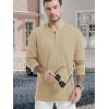 imageTACVASEN Mens Cotton Henley Shirts Long Slevee 3Button with Pocket Moisture Wicking Casual ShirtsKhaki