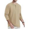imageTACVASEN Mens Cotton Henley Shirts Long Slevee 3Button with Pocket Moisture Wicking Casual ShirtsKhaki