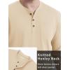imageTACVASEN Mens Cotton Henley Shirts Long Slevee 3Button with Pocket Moisture Wicking Casual ShirtsLight Apricot