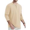 imageTACVASEN Mens Cotton Henley Shirts Long Slevee 3Button with Pocket Moisture Wicking Casual ShirtsLight Apricot