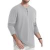 imageTACVASEN Mens Cotton Henley Shirts Long Slevee 3Button with Pocket Moisture Wicking Casual ShirtsLight Gray