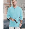 imageTACVASEN Mens Cotton Henley Shirts Long Slevee 3Button with Pocket Moisture Wicking Casual ShirtsLight Lake Blue