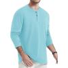 imageTACVASEN Mens Cotton Henley Shirts Long Slevee 3Button with Pocket Moisture Wicking Casual ShirtsLight Lake Blue