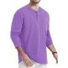 imageTACVASEN Mens Cotton Henley Shirts Long Slevee 3Button with Pocket Moisture Wicking Casual ShirtsLight Purple