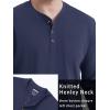 imageTACVASEN Mens Cotton Henley Shirts Long Slevee 3Button with Pocket Moisture Wicking Casual ShirtsNavy