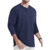 imageTACVASEN Mens Cotton Henley Shirts Long Slevee 3Button with Pocket Moisture Wicking Casual ShirtsNavy