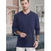 imageTACVASEN Mens Cotton Henley Shirts Long Slevee 3Button with Pocket Moisture Wicking Casual ShirtsNavy