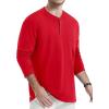 imageTACVASEN Mens Cotton Henley Shirts Long Slevee 3Button with Pocket Moisture Wicking Casual ShirtsTomato Red