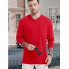 imageTACVASEN Mens Cotton Henley Shirts Long Slevee 3Button with Pocket Moisture Wicking Casual ShirtsTomato Red