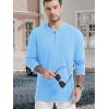 imageTACVASEN Mens Cotton Henley Shirts Long Slevee 3Button with Pocket Moisture Wicking Casual ShirtsWaterfall Blue