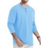 imageTACVASEN Mens Cotton Henley Shirts Long Slevee 3Button with Pocket Moisture Wicking Casual ShirtsWaterfall Blue
