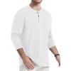 imageTACVASEN Mens Cotton Henley Shirts Long Slevee 3Button with Pocket Moisture Wicking Casual ShirtsWhite