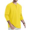 imageTACVASEN Mens Cotton Henley Shirts Long Slevee 3Button with Pocket Moisture Wicking Casual ShirtsYellow