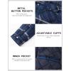imageTACVASEN Mens Flannel Shirt Jacket Quilted Lined Long Sleeve Button Down Shirts JacketBlue Grey