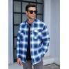 imageTACVASEN Mens Flannel Shirt Jacket Quilted Lined Long Sleeve Button Down Shirts JacketBlue White