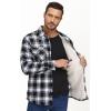 imageTACVASEN Mens Fleece Flannel Plaid Shirt Jacket Soft Sherpa Lined Cotton Casual Thickened Button Down Coat With PocketsBlack