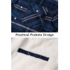 imageTACVASEN Mens Fleece Flannel Plaid Shirt Jacket Soft Sherpa Lined Cotton Casual Thickened Button Down Coat With PocketsBlue Grey