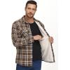 imageTACVASEN Mens Fleece Flannel Plaid Shirt Jacket Soft Sherpa Lined Cotton Casual Thickened Button Down Coat With PocketsBrown
