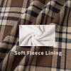 imageTACVASEN Mens Fleece Flannel Plaid Shirt Jacket Soft Sherpa Lined Cotton Casual Thickened Button Down Coat With PocketsBrown