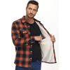 imageTACVASEN Mens Fleece Flannel Plaid Shirt Jacket Soft Sherpa Lined Cotton Casual Thickened Button Down Coat With PocketsOrange