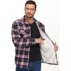 imageTACVASEN Mens Fleece Flannel Plaid Shirt Jacket Soft Sherpa Lined Cotton Casual Thickened Button Down Coat With PocketsRed