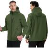 imageTACVASEN Mens Hooded Softshell Jacket Lightweight Waterproof Fleece Lined Windbreaker Rain Jacket Winter Outdoor HikingArmy Green