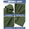 imageTACVASEN Mens Hooded Softshell Jacket Lightweight Waterproof Fleece Lined Windbreaker Rain Jacket Winter Outdoor HikingArmy Green