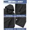 imageTACVASEN Mens Hooded Softshell Jacket Lightweight Waterproof Fleece Lined Windbreaker Rain Jacket Winter Outdoor HikingBlack